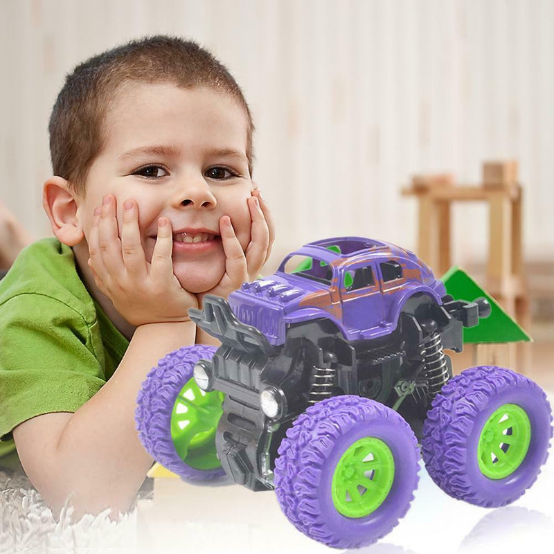 Mini Off-Road Vehicle Four-Wheel-Drive Plastic Kids Toys Stunt Car (Purple)