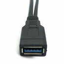 Black USB 3.0 Female to Dual USB Male Extra Power Data Y Extension Cable fo