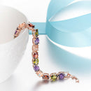 linked bangle bracelet Cubic Zirconia chain fashion Women gift Bridal, 18CM