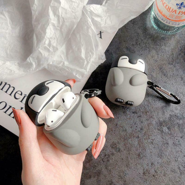 Cute Penguin Style Protective Case Silicone Cover with Carabiner for Airpods 1/2