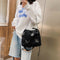 Luminous Butterfly Messenger Bag Women Drawstring Shoulder Handbag (Black)