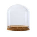Glass Display Cloche Bell Jar Plants Flower Preservation Vase Wood Cork S