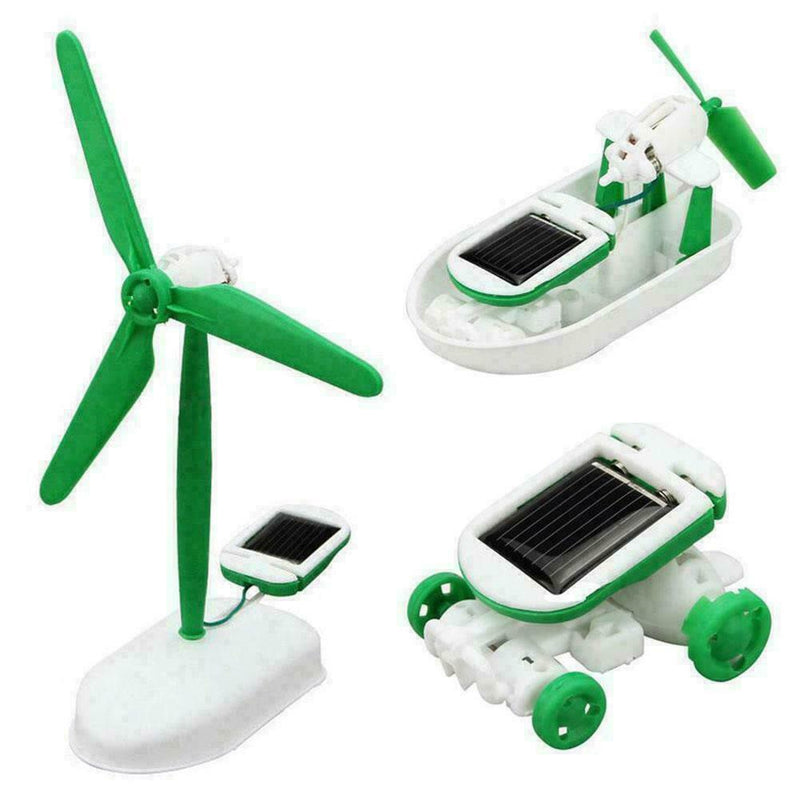 DIY Assembly 6 in 1 Solar Panel Puppies Plane Kit Kid Science Toys Educatio E8U8