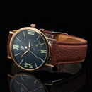 Men's Date Leather Stainless Steel Noble Noctilucent Sport Quartz Wrist Watch AU