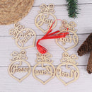 6Pc Christmas Tree Decor For Home Wooden Hollow Ornament Hanging Pendant Decor,a