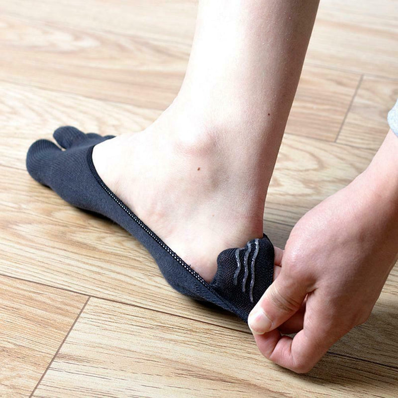 1 Pair Five Finger Toe Socks Elastic Solid Summer Boat Socks (Navy Blue) A