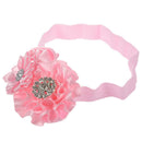 Baby Girls Rhinestone Headband Ribbon Hair Band (Light Pink)