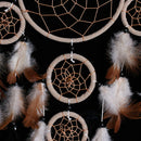 Five Rings Brown Feathers Dream Catcher Wall Hanging Home Car Decor Craft