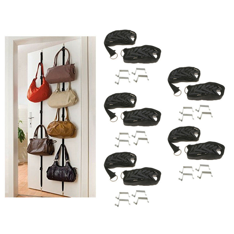 5 Pcs Black Over-the-Door 8 Hook Hanger Scarf