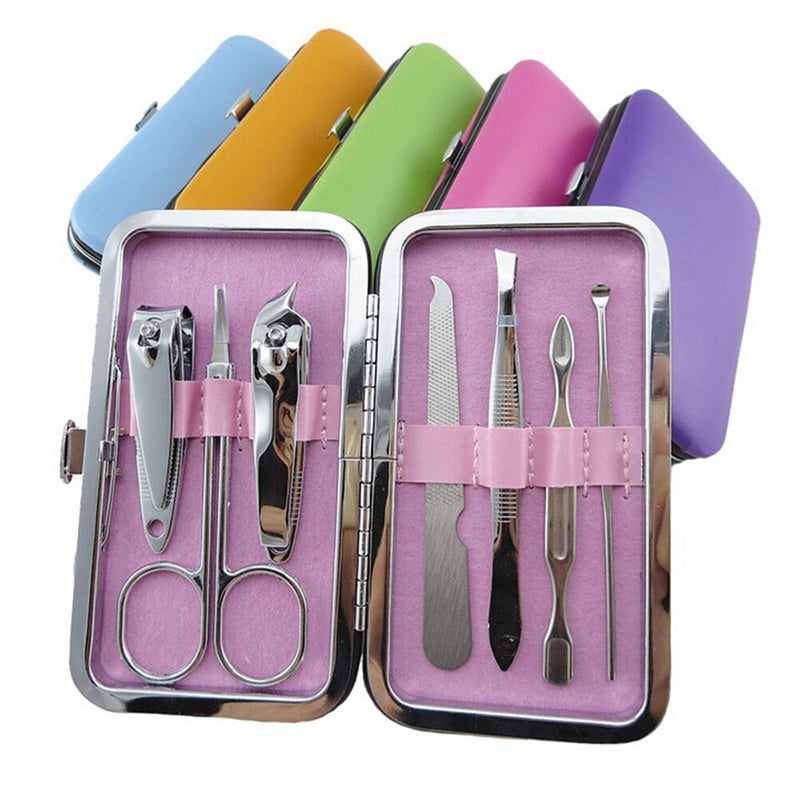 7X Nail Easily Clippers Cleaner Manicure Case Tool Grooming Kit Pedicure Set Nw