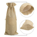 10pcs Jute Wine Bags, 14 x 6 1/4 inches Hessian Wine Bottle Gift Bags with  E5L9