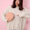 Small Round Messenger Bags Women Plush Shoulder Chain Handbags (Orange)