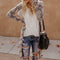 Women Casual Long Sleeve Cotton Cardigan Loose Fashion Print Tops (Grey L) A#S