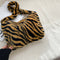 Animal Pattern Shoulder Underarm Bag Women Plush Top-handle Handbag (3)