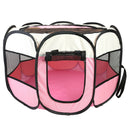 Portable Folding Pet Tent Oxford Dog House Cat Cage Zipper Kennel (Pink) A