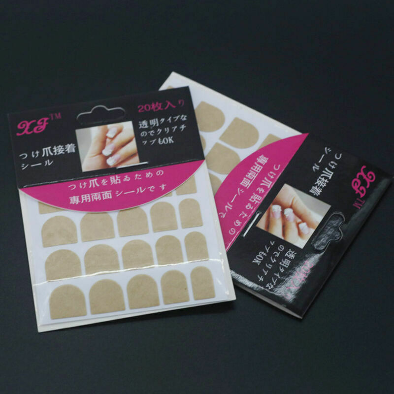 1 Sheets 20 Tips Double Sided Adhesive Tape Glue Stickers Nail Art False Dz F9D2