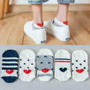5X/set Fashion Women Men Soft Socks Casual Work Heart-shaped Cotton Soft So Q3N7