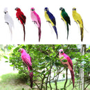2x Red & White Parrot Statue Ornament Tree Standing Animals Sculpture Decor
