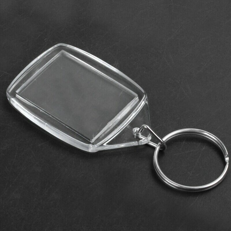 50x Clear Acrylic Plastic Blank Keyrings Insert Passport Photo Keychain Key Y4S4