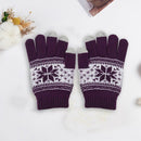 Warm Winter Touchscreen Gloves Ladies Knit Wool Gloves Purple