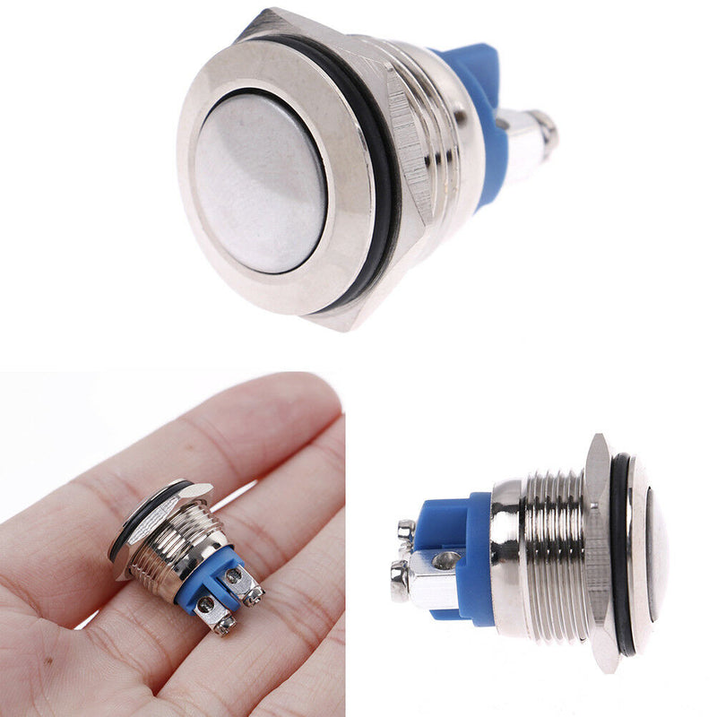 1Pc 16mm waterproof momentary metal push button switch round switc Gw