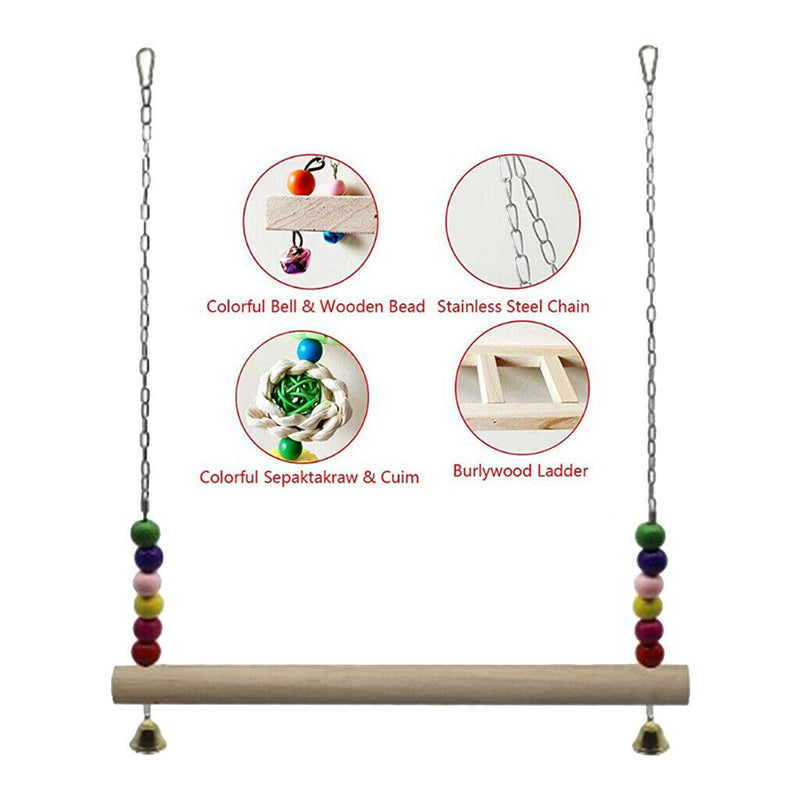 Chicken Swing Birds Chew Toys Wooden Stand Perch for Hens Handmade Bird Swing