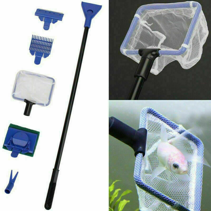 5in1 Fish Tank Aquarium Cleaning Brush Gravel Rake Sponge Net Fork Gift