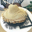 Fringed Straw Hat Bow Wide Grass Female Summer Hat Beach Visor Outdoor Vaca