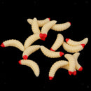 50Pcs 2.4cm Fishing Lure Maggot Grub Soft Lure Baits False Worms Beige