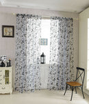Butterfly Window Voile Curtain Sheer Tulle Drape Valance Black 100cm x 200cm