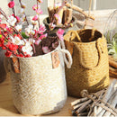 Wicker Handed Basket Beach Bag Shop Tote Flowerpot Planter Holder White L