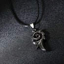Fashion Hip Hop Flame Shape Pendant Leather Wax Cord Necklace Men Jewelry Gift
