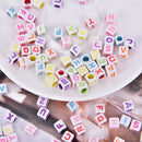 Mixed 6mm Acrylic Beads 100pc Square Alphabet Letter Charms DIY Jewelry MakinME