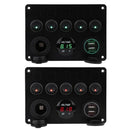 5 Sets Of On-Off Toggle Switch Control Panel Dual Usb Socket Charger Digita