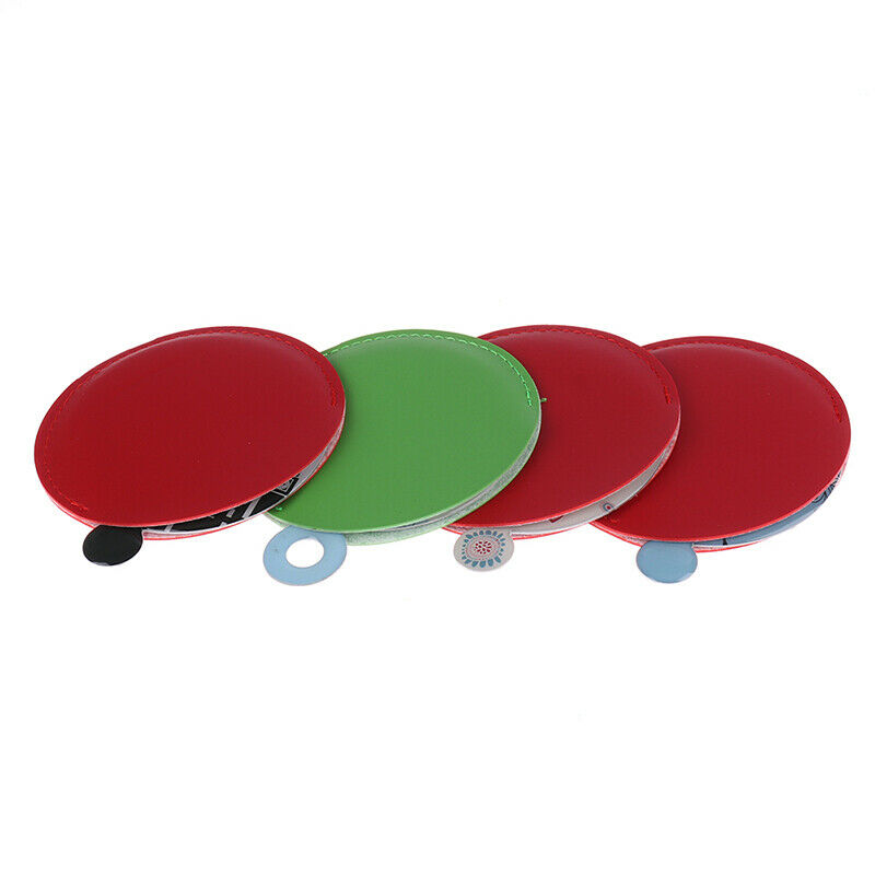 Stainless Steel Round PU Leather Cover Shatter Proof Card Pocket Cosmetic Mir Hn