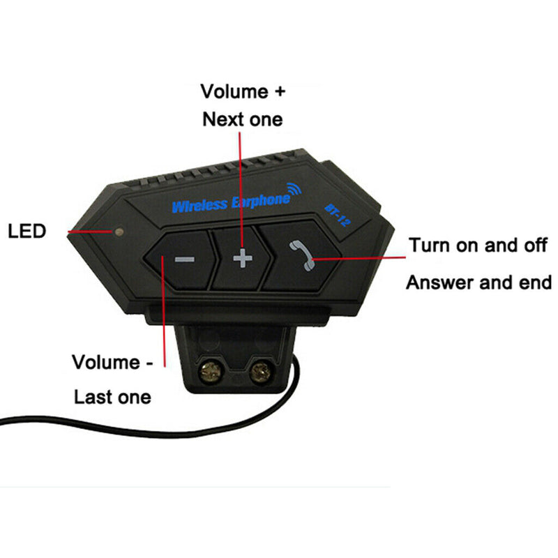 Motorcycle Helmet Headset Intercom Bluetooth Headphones Hands-Free Black New