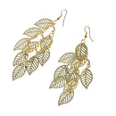Multi Layer Bohemian Tassel Golden Leaf Dangle Earrings J5D3