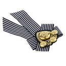 Novelty Bowknot Brooch Fabric Bow Tie Men Wome British Badge Black Stripe