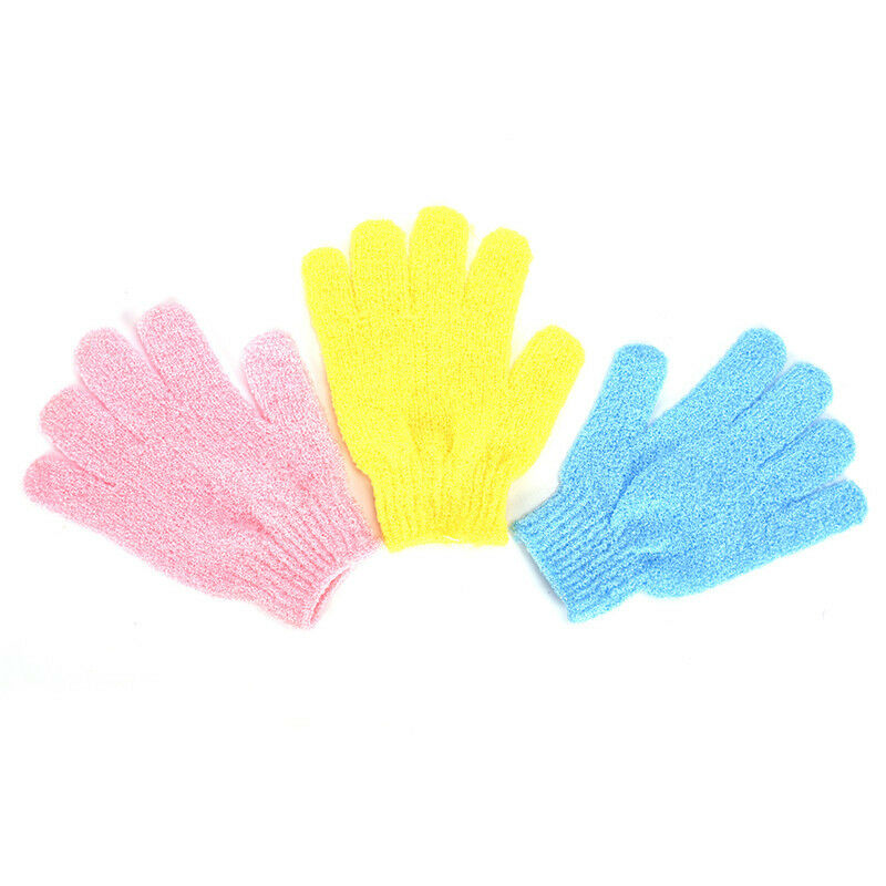 5Pair Exfoliating Body Scrub Gloves Shower Bath Mitt Loofah Skin Massage Spon Cy
