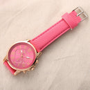 New Luxury Geneva Roman Faux Leather Analog Quartz Wrist Watches Rosered A