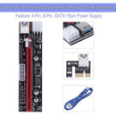VER009C 4pin 6pin SATA Power PCI Express 1x to 16X Riser Extender Card fr Miner