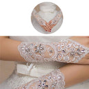 Bride White Gloves Beads Embroidery Beaded Short Wedding Dress Bridal Gloves BX