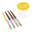 5 Pcs Paint Cups with Lids No Spill Paint Cups with Paint Brushes for Kids,