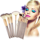 Professional 12pcs Cosmetic Makeup Powder Blush Brush Set With Leather Bag A