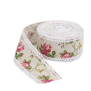 Rose Pattern Jute Burlap Rolls Hessian Ribbon with Trims Tape for Wedding