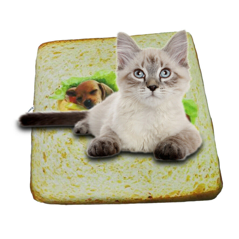 Funny Printed Plush Sponge Toast Cushion Seat Pad Pet Cat Dog Bed Mat Gifts,