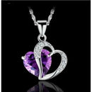 Fashion Heart Crystal Pendant Necklace Amethyst Necklace Accessory