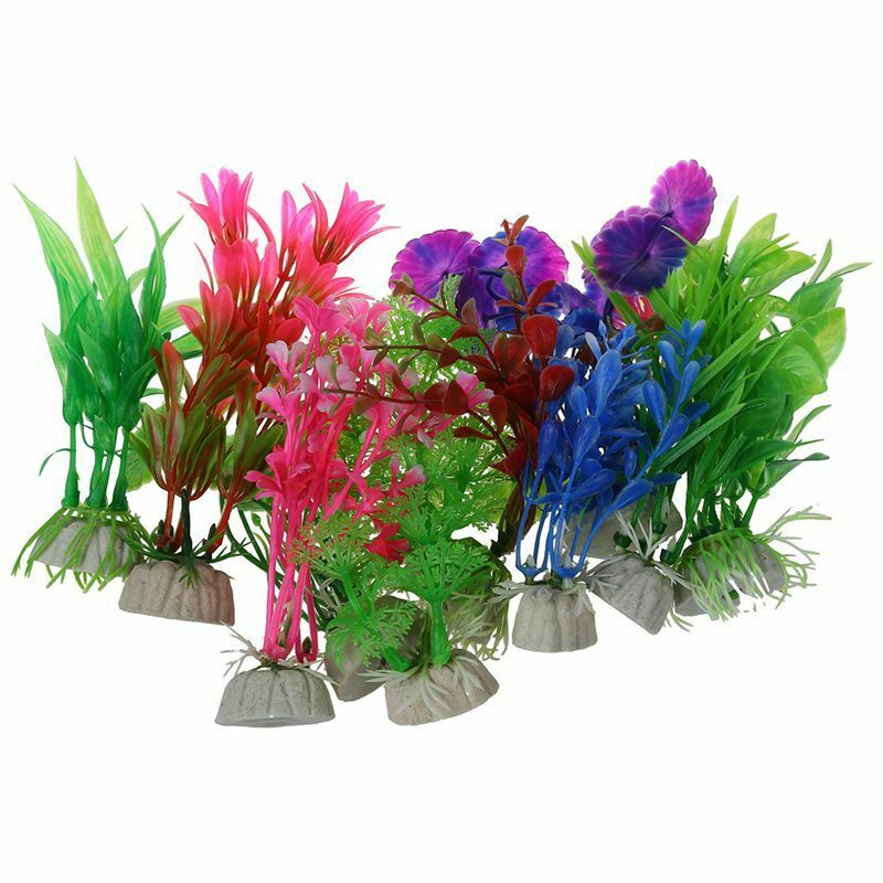 10 pcs Artificial Aquarium Fish Tank Water Plant Plastic Ornament (Random C