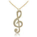 Women Charm Crystal Music Note Rhythm Long Chain Sweater Necklace Pendant Gift