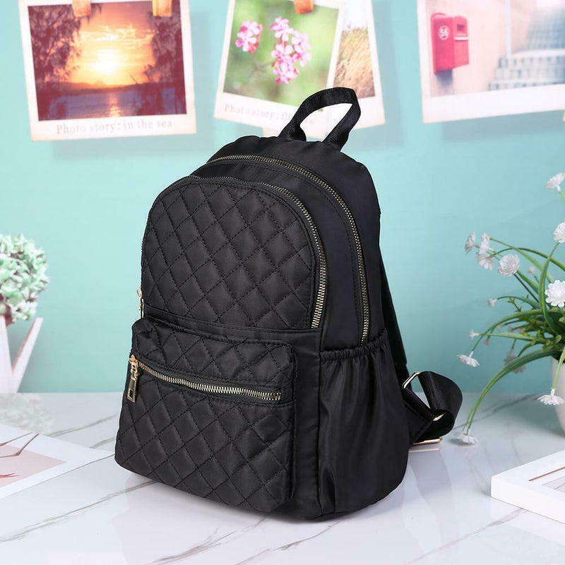 Women Large Capacity Lattice Backpack Preppy Nylon Shoulder School Bags
